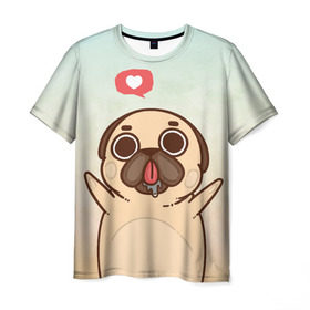 Мужская футболка 3D с принтом Puglie Pug Like , 100% полиэфир | прямой крой, круглый вырез горловины, длина до линии бедер | anime | dog | аниме | лайк | мопс | мопсик