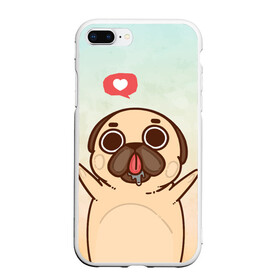 Чехол для iPhone 7Plus/8 Plus матовый с принтом Puglie Pug Like , Силикон | Область печати: задняя сторона чехла, без боковых панелей | Тематика изображения на принте: anime | dog | аниме | лайк | мопс | мопсик