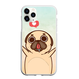 Чехол для iPhone 11 Pro Max матовый с принтом Puglie Pug Like , Силикон |  | Тематика изображения на принте: anime | dog | аниме | лайк | мопс | мопсик