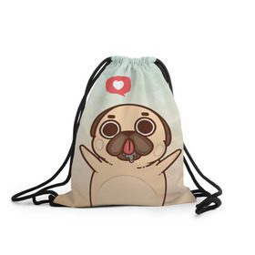 Рюкзак-мешок 3D с принтом Puglie Pug Like , 100% полиэстер | плотность ткани — 200 г/м2, размер — 35 х 45 см; лямки — толстые шнурки, застежка на шнуровке, без карманов и подкладки | anime | dog | аниме | лайк | мопс | мопсик