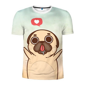 Мужская футболка 3D спортивная с принтом Puglie Pug Like , 100% полиэстер с улучшенными характеристиками | приталенный силуэт, круглая горловина, широкие плечи, сужается к линии бедра | Тематика изображения на принте: anime | dog | аниме | лайк | мопс | мопсик