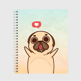 Тетрадь с принтом Puglie Pug Like , 100% бумага | 48 листов, плотность листов — 60 г/м2, плотность картонной обложки — 250 г/м2. Листы скреплены сбоку удобной пружинной спиралью. Уголки страниц и обложки скругленные. Цвет линий — светло-серый
 | Тематика изображения на принте: anime | dog | аниме | лайк | мопс | мопсик