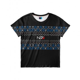 Детская футболка 3D с принтом N7 Вязаный , 100% гипоаллергенный полиэфир | прямой крой, круглый вырез горловины, длина до линии бедер, чуть спущенное плечо, ткань немного тянется | вязка | зима | новый год | свитер | теплый