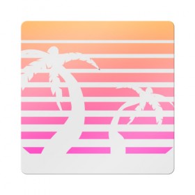 Магнит виниловый Квадрат с принтом Retro sunrise , полимерный материал с магнитным слоем | размер 9*9 см, закругленные углы | retro | sunrise | пальмы | розовый | солнце
