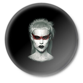 Значок с принтом Йо-Ланди Фиссер ,  металл | круглая форма, металлическая застежка в виде булавки | die antwoord | ninja | yo landi | йо ланди фиссер | музыка | рэп рейв