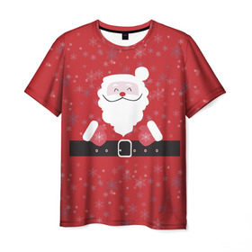 Мужская футболка 3D с принтом Дедушка мороз - Новый год , 100% полиэфир | прямой крой, круглый вырез горловины, длина до линии бедер | Тематика изображения на принте: 
