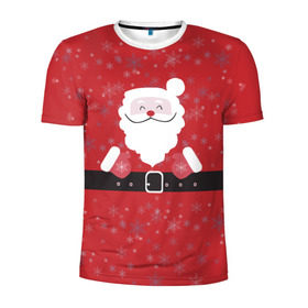 Мужская футболка 3D спортивная с принтом Дедушка мороз - Новый год , 100% полиэстер с улучшенными характеристиками | приталенный силуэт, круглая горловина, широкие плечи, сужается к линии бедра | 