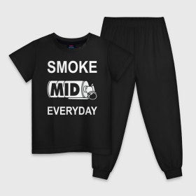 Детская пижама хлопок с принтом Smoke mid everyday , 100% хлопок |  брюки и футболка прямого кроя, без карманов, на брюках мягкая резинка на поясе и по низу штанин
 | anarchist | balkan | blake | counter | cs:go | fbi | gign | gsg 9 | idf | pirate | sas | seal | strike | swat | анархисты | балканы | граната | день | дым | каждый | контра | контрудар | пираты