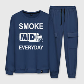 Мужской костюм хлопок с принтом Smoke mid everyday , 100% хлопок | на свитшоте круглая горловина, мягкая резинка по низу. Брюки заужены к низу, на них два вида карманов: два “обычных” по бокам и два объемных, с клапанами, расположенные ниже линии бедра. Брюки с мягкой трикотажной резинкой на поясе и по низу штанин. В поясе для дополнительного комфорта — широкие завязки | anarchist | balkan | blake | counter | cs:go | fbi | gign | gsg 9 | idf | pirate | sas | seal | strike | swat | анархисты | балканы | граната | день | дым | каждый | контра | контрудар | пираты