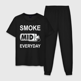 Мужская пижама хлопок с принтом Smoke mid everyday , 100% хлопок | брюки и футболка прямого кроя, без карманов, на брюках мягкая резинка на поясе и по низу штанин
 | Тематика изображения на принте: anarchist | balkan | blake | counter | cs:go | fbi | gign | gsg 9 | idf | pirate | sas | seal | strike | swat | анархисты | балканы | граната | день | дым | каждый | контра | контрудар | пираты