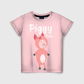 Детская футболка 3D с принтом Piggy Time , 100% гипоаллергенный полиэфир | прямой крой, круглый вырез горловины, длина до линии бедер, чуть спущенное плечо, ткань немного тянется | 2019 | merry christmas | new year | год свиньи | зима | новый год | поросенок | праздник | рождество | свинка | свинья