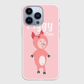 Чехол для iPhone 13 Pro с принтом Piggy Time ,  |  | 2019 | merry christmas | new year | год свиньи | зима | новый год | поросенок | праздник | рождество | свинка | свинья