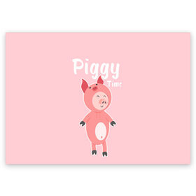 Поздравительная открытка с принтом Piggy Time , 100% бумага | плотность бумаги 280 г/м2, матовая, на обратной стороне линовка и место для марки
 | 2019 | merry christmas | new year | год свиньи | зима | новый год | поросенок | праздник | рождество | свинка | свинья