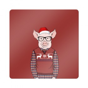 Магнит виниловый Квадрат с принтом New Year Pig , полимерный материал с магнитным слоем | размер 9*9 см, закругленные углы | Тематика изображения на принте: 2019 | merry christmas | new year | год свиньи | зима | новый год | поросенок | праздник | рождество | свинка | свинья