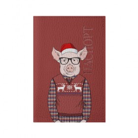 Обложка для паспорта матовая кожа с принтом New Year Pig , натуральная матовая кожа | размер 19,3 х 13,7 см; прозрачные пластиковые крепления | Тематика изображения на принте: 2019 | merry christmas | new year | год свиньи | зима | новый год | поросенок | праздник | рождество | свинка | свинья