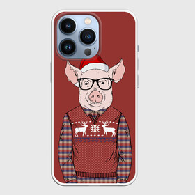 Чехол для iPhone 13 Pro с принтом New Year Pig ,  |  | 2019 | merry christmas | new year | год свиньи | зима | новый год | поросенок | праздник | рождество | свинка | свинья