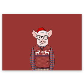 Поздравительная открытка с принтом New Year Pig , 100% бумага | плотность бумаги 280 г/м2, матовая, на обратной стороне линовка и место для марки
 | 2019 | merry christmas | new year | год свиньи | зима | новый год | поросенок | праздник | рождество | свинка | свинья