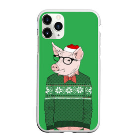 Чехол для iPhone 11 Pro матовый с принтом New Year Hipster Pig , Силикон |  | 2019 | merry christmas | new year | год свиньи | зима | новый год | поросенок | праздник | рождество | свинка | свинья