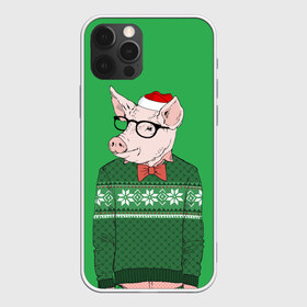 Чехол для iPhone 12 Pro Max с принтом New Year Hipster Pig , Силикон |  | 2019 | merry christmas | new year | год свиньи | зима | новый год | поросенок | праздник | рождество | свинка | свинья