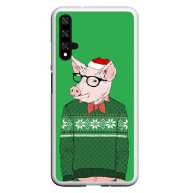 Чехол для Honor 20 с принтом New Year Hipster Pig , Силикон | Область печати: задняя сторона чехла, без боковых панелей | 2019 | merry christmas | new year | год свиньи | зима | новый год | поросенок | праздник | рождество | свинка | свинья