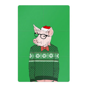 Магнитный плакат 2Х3 с принтом New Year Hipster Pig , Полимерный материал с магнитным слоем | 6 деталей размером 9*9 см | Тематика изображения на принте: 2019 | merry christmas | new year | год свиньи | зима | новый год | поросенок | праздник | рождество | свинка | свинья