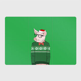 Магнитный плакат 3Х2 с принтом New Year Hipster Pig , Полимерный материал с магнитным слоем | 6 деталей размером 9*9 см | 2019 | merry christmas | new year | год свиньи | зима | новый год | поросенок | праздник | рождество | свинка | свинья