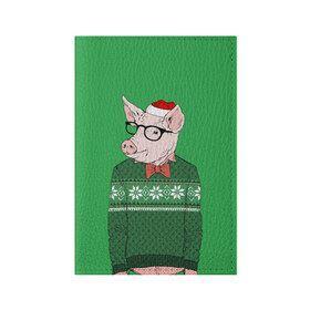 Обложка для паспорта матовая кожа с принтом New Year Hipster Pig , натуральная матовая кожа | размер 19,3 х 13,7 см; прозрачные пластиковые крепления | 2019 | merry christmas | new year | год свиньи | зима | новый год | поросенок | праздник | рождество | свинка | свинья