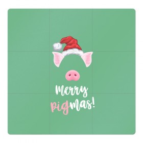Магнитный плакат 3Х3 с принтом Merry Pigmas , Полимерный материал с магнитным слоем | 9 деталей размером 9*9 см | 2019 | merry christmas | new year | год свиньи | зима | новый год | поросенок | праздник | рождество | свинка | свинья