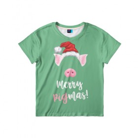 Детская футболка 3D с принтом Merry Pigmas , 100% гипоаллергенный полиэфир | прямой крой, круглый вырез горловины, длина до линии бедер, чуть спущенное плечо, ткань немного тянется | 2019 | merry christmas | new year | год свиньи | зима | новый год | поросенок | праздник | рождество | свинка | свинья