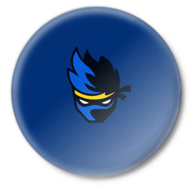 Значок с принтом Ninja streamer ,  металл | круглая форма, металлическая застежка в виде булавки | fortnite | ninja | streamer | twitch | tyler blevins