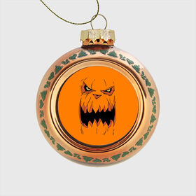 Стеклянный ёлочный шар с принтом Halloween , Стекло | Диаметр: 80 мм | halloween | orange | pumpkin | scary | оранжевая | страшная | тыква | ужас | хэллоуин