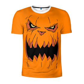 Мужская футболка 3D спортивная с принтом Halloween , 100% полиэстер с улучшенными характеристиками | приталенный силуэт, круглая горловина, широкие плечи, сужается к линии бедра | halloween | orange | pumpkin | scary | оранжевая | страшная | тыква | ужас | хэллоуин