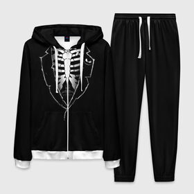 Мужской костюм 3D с принтом Скелет , 100% полиэстер | Манжеты и пояс оформлены тканевой резинкой, двухслойный капюшон со шнурком для регулировки, карманы спереди | deadman | death | halloween | ribs | skeleton | мертвец | ребра | скелет | хеллоуин | хэллоуин