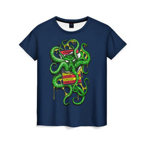 Женская футболка 3D с принтом Ктулху , 100% полиэфир ( синтетическое хлопкоподобное полотно) | прямой крой, круглый вырез горловины, длина до линии бедер | call | cthulhu | howard | kraken | lovecraft | octopus | tentacles | говард | зов | кракен | ктулху | лавкрафт | осьминог | щупальца