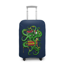 Чехол для чемодана 3D с принтом Ктулху , 86% полиэфир, 14% спандекс | двустороннее нанесение принта, прорези для ручек и колес | call | cthulhu | howard | kraken | lovecraft | octopus | tentacles | говард | зов | кракен | ктулху | лавкрафт | осьминог | щупальца