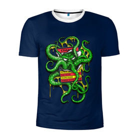 Мужская футболка 3D спортивная с принтом Ктулху , 100% полиэстер с улучшенными характеристиками | приталенный силуэт, круглая горловина, широкие плечи, сужается к линии бедра | call | cthulhu | howard | kraken | lovecraft | octopus | tentacles | говард | зов | кракен | ктулху | лавкрафт | осьминог | щупальца