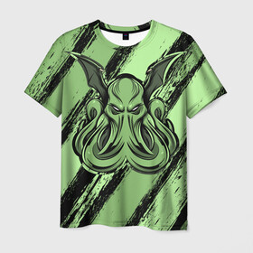 Мужская футболка 3D с принтом Ктулху , 100% полиэфир | прямой крой, круглый вырез горловины, длина до линии бедер | cthulhu | божество | кракен | лавкрафт | миф | монстр | океан | чудовище