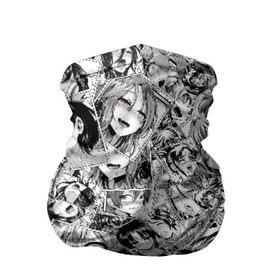 Бандана-труба 3D с принтом Manga ahegao , 100% полиэстер, ткань с особыми свойствами — Activecool | плотность 150‒180 г/м2; хорошо тянется, но сохраняет форму | Тематика изображения на принте: ahegao | manga | ахегао | комиксы | лицо | манга | паттрен | чернобелый | эмоции