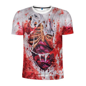 Мужская футболка 3D спортивная с принтом Кровь , 100% полиэстер с улучшенными характеристиками | приталенный силуэт, круглая горловина, широкие плечи, сужается к линии бедра | кишки | кровь | мертвец | мертвый | ребра | тело