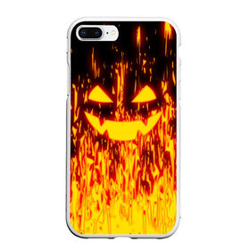 Чехол для iPhone 7Plus/8 Plus матовый с принтом FIRE PUMPKIN , Силикон | Область печати: задняя сторона чехла, без боковых панелей | fire | halloween | искры | огонь | праздник | тыква | хэллоуин