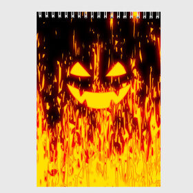 Скетчбук с принтом FIRE PUMPKIN , 100% бумага
 | 48 листов, плотность листов — 100 г/м2, плотность картонной обложки — 250 г/м2. Листы скреплены сверху удобной пружинной спиралью | fire | halloween | искры | огонь | праздник | тыква | хэллоуин