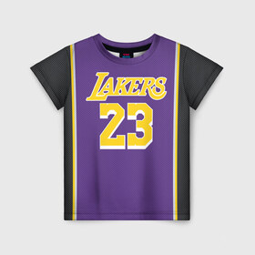 Детская футболка 3D с принтом James LA Lakers 2019 , 100% гипоаллергенный полиэфир | прямой крой, круглый вырез горловины, длина до линии бедер, чуть спущенное плечо, ткань немного тянется | angeles | james | lakers | lebron | los | nba | usa | анджелес | джеймс | леброн | лейкерс | лос | нба | сша