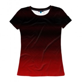 Женская футболка 3D с принтом RED CARBON , 100% полиэфир ( синтетическое хлопкоподобное полотно) | прямой крой, круглый вырез горловины, длина до линии бедер | 3d | carbon | geometry | metal | texture | геометрия | градиент | карбон | металл | паттерн | текстура