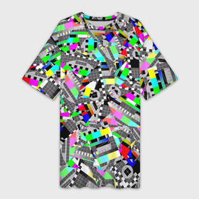 Платье-футболка 3D с принтом Экран профилактики ,  |  | абстракция | геометрия | настройка | паттрен | писк | профилактика | сигнал | таблица | телевидение | телевизор | цвет