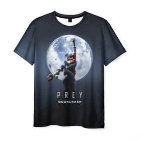Мужская футболка 3D с принтом PREY: Mooncrash , 100% полиэфир | прямой крой, круглый вырез горловины, длина до линии бедер | prey | жертва | звезды | земля | игра | космос | луна | фантастика | шутер