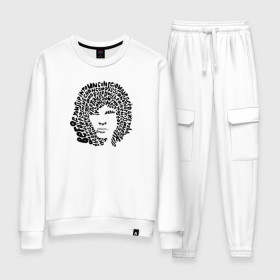 Женский костюм хлопок с принтом Jim Morrison , 100% хлопок | на свитшоте круглая горловина, мягкая резинка по низу. Брюки заужены к низу, на них два вида карманов: два 
