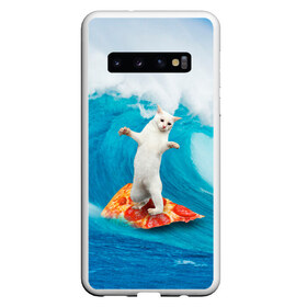 Чехол для Samsung Galaxy S10 с принтом Кот Серфер , Силикон | Область печати: задняя сторона чехла, без боковых панелей | cat | fast | fastfood | food | meme | party | pizza | sea | serf | wave | вечеринка | волна | еда | кошак | кошка | мем | море | пицца | серф | фастфуд