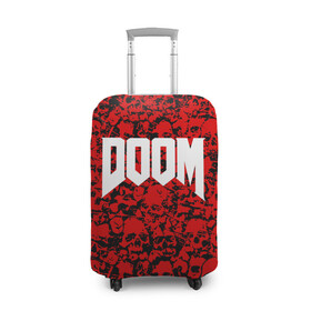 Чехол для чемодана 3D с принтом DOOM , 86% полиэфир, 14% спандекс | двустороннее нанесение принта, прорези для ручек и колес | devil | doom | hell | mark of the doom slayer | slayer | ад | гарнил | дум | знаки | иероглифы | компьютерные игры 2019 | преисподняя | символ | солдат