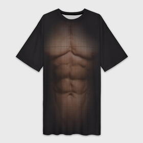 Платье-футболка 3D с принтом Сетка ,  |  | атлет | грудь | качёк | клетка | кубики | мужик | мышцы | парень | пресс | прозрачный | спорт | тело | торс | фигура