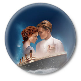 Значок с принтом Титаник ,  металл | круглая форма, металлическая застежка в виде булавки | Тематика изображения на принте: 